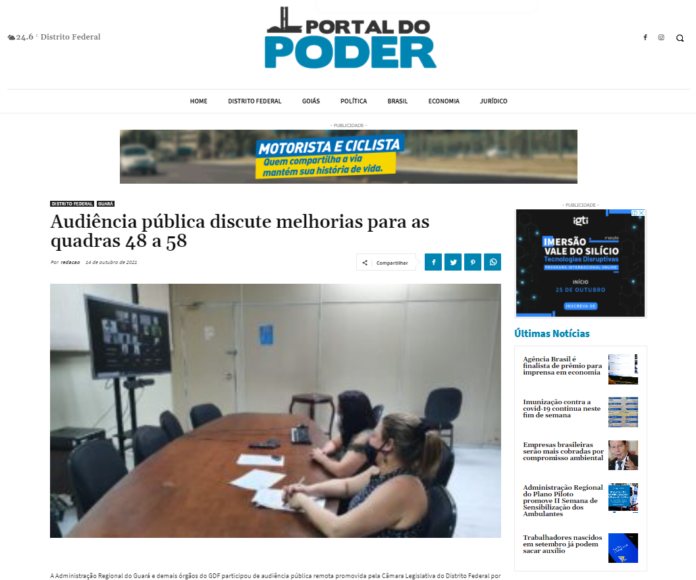 Portal do Poder: Audiência pública discute melhorias para as quadras 48 a 58