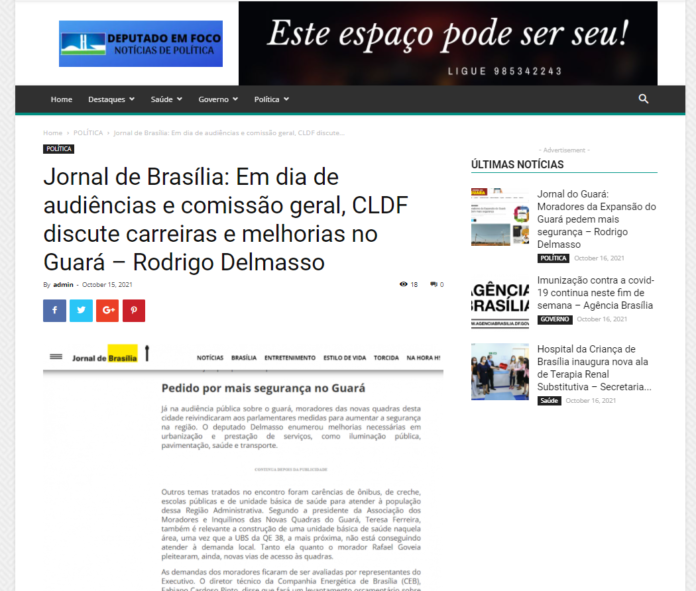 Deputado em Foco: Em dia de audiências e comissão geral, CLDF discute carreiras e melhorias no Guará – Rodrigo Delmasso