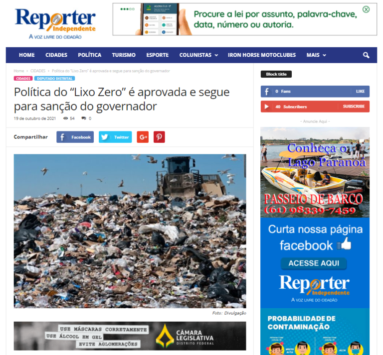 Reporte Independente: Política do “Lixo Zero” é aprovada e segue para sanção do governador