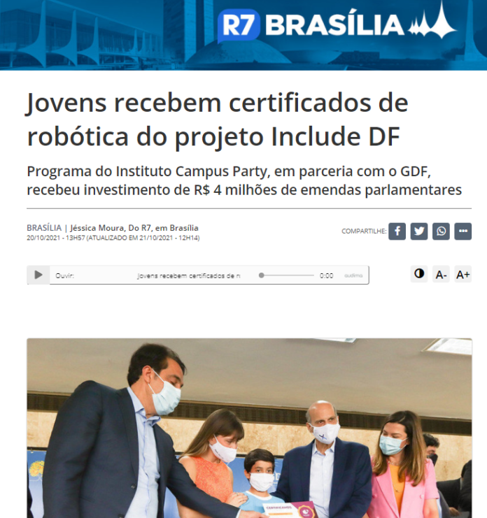 R7: Jovens recebem certificados de robótica do projeto Include DF