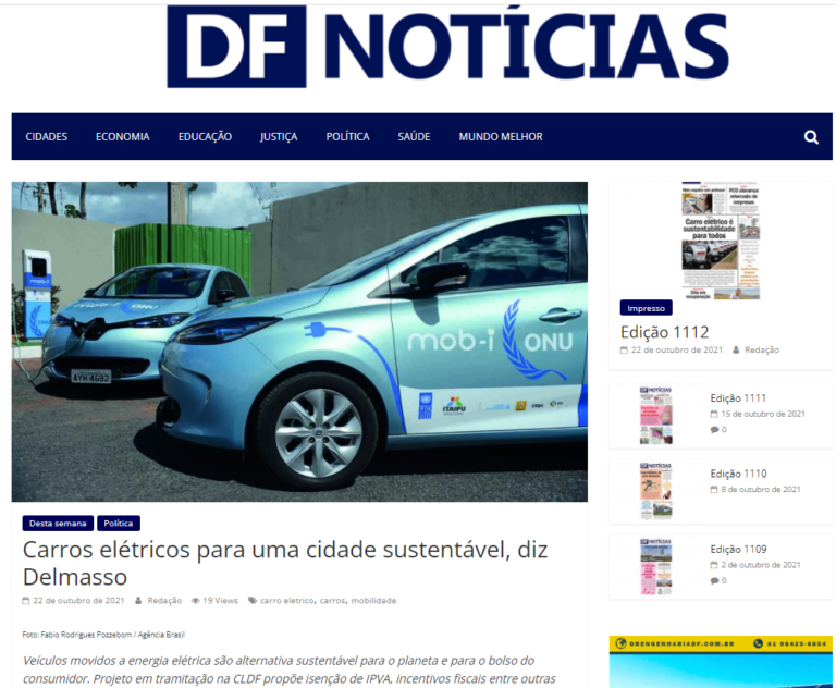 DF Notícias: Carros elétricos para uma cidade sustentável, diz Delmasso
