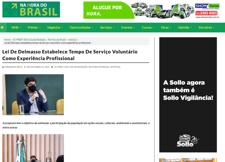 Na Hora do Brasil: Lei De Delmasso Estabelece Tempo De Serviço Voluntário Como Experiência Profissional