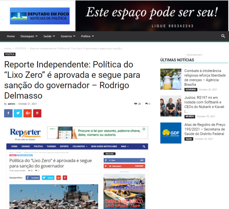 Deputado em Foco: Reporte Independente: Política do “Lixo Zero” é aprovada e segue para sanção do governador – Rodrigo Delmasso