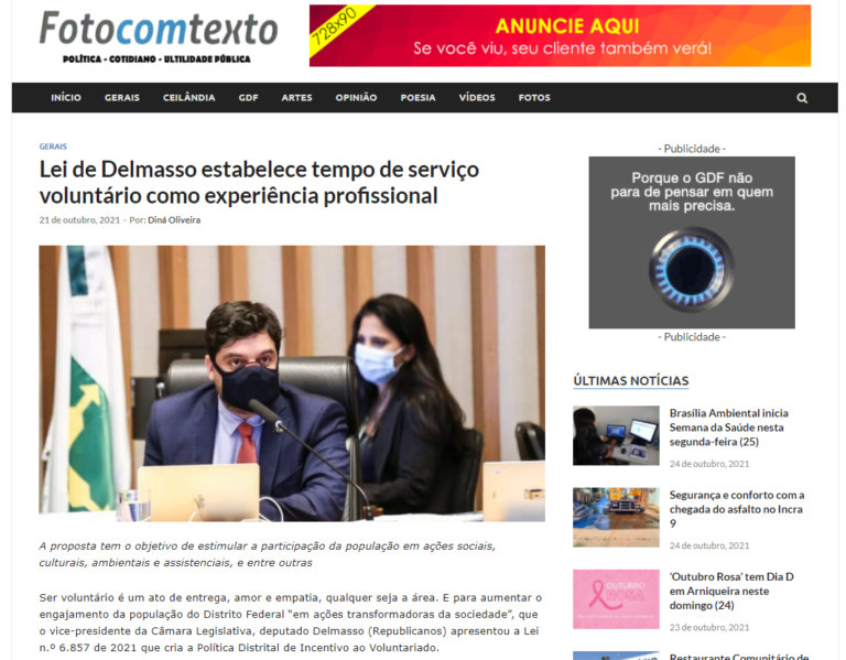 Foto com Texto: Lei de Delmasso estabelece tempo de serviço voluntário como experiência profissional