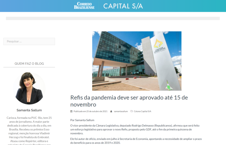 Correio Braziliense: Refis da pandemia deve ser aprovado até 15 de novembro