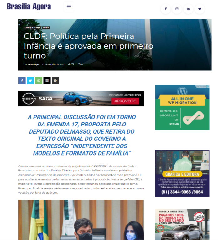 Brasília Agora: CLDF: Política pela Primeira Infância é aprovada em primeiro turno