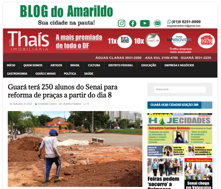 Blog do Amarildo: Guará terá 250 alunos do Senai para reforma de praças a partir do dia 8