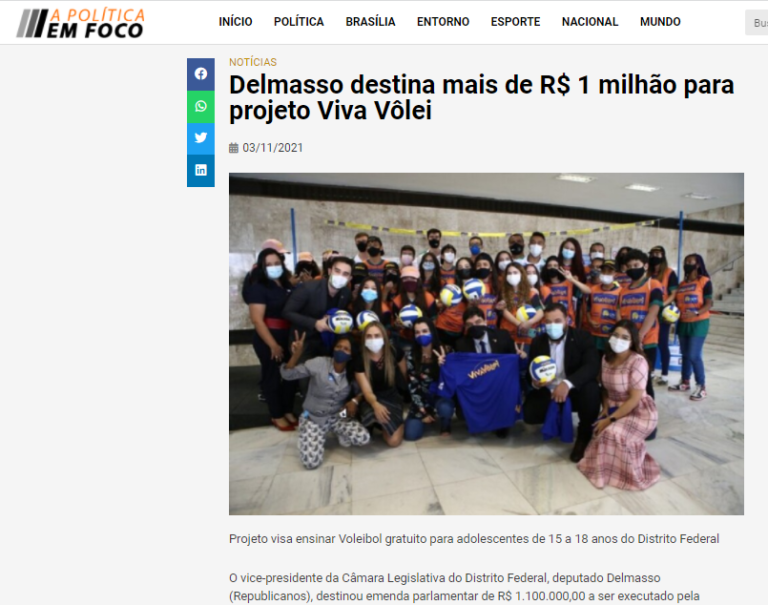 A Política em Foco: Delmasso destina mais de R$ 1 milhão para projeto Viva Vôlei