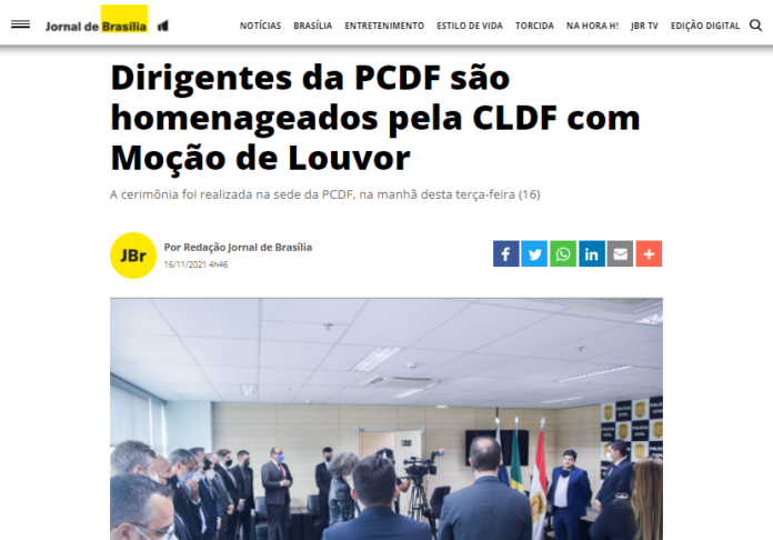 Jornal de Brasília: Dirigentes da PCDF são homenageados pela CLDF com Moção de Louvor