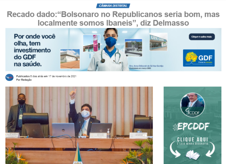 EG News: Recado dado:“Bolsonaro no Republicanos seria bom, mas localmente somos Ibaneis”, diz Delmasso