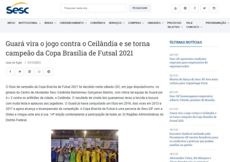 SESC DF: Guará vira o jogo contra o Ceilândia e se torna campeão da Copa Brasília de Futsal 2021