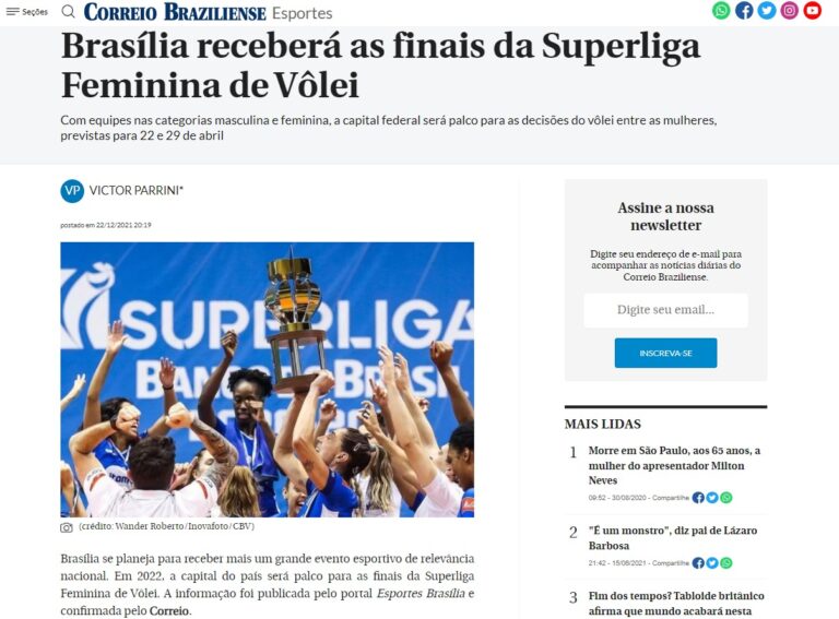 Correio Braziliense: Brasília receberá as finais da Superliga Feminina de Vôlei
