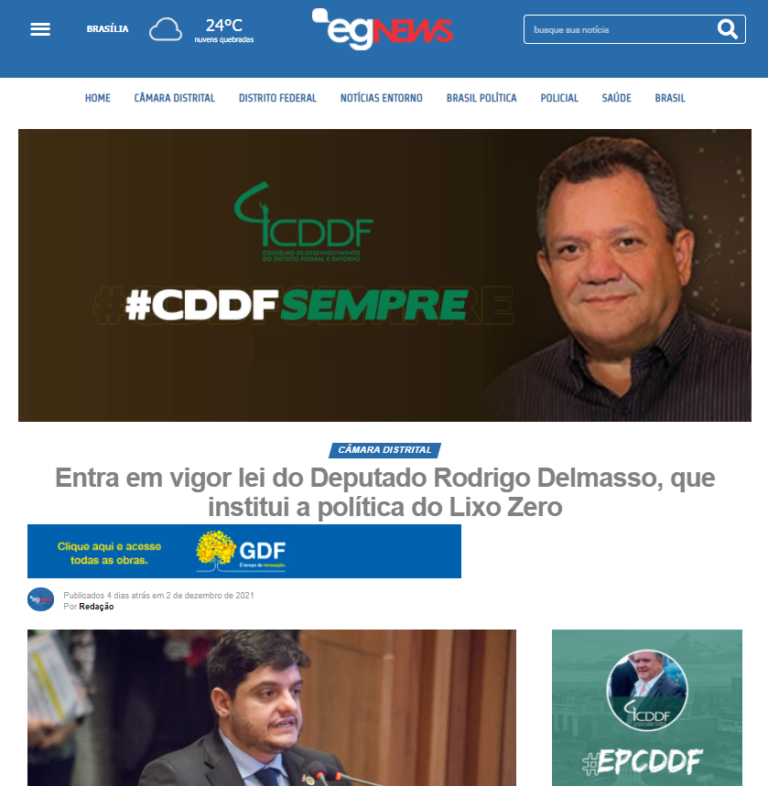 Eg News: Entra em vigor lei do Deputado Rodrigo Delmasso, que institui a política do Lixo Zero
