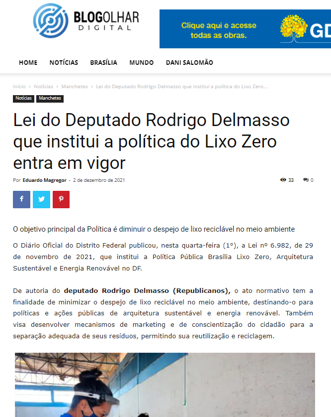Blog Olhar Digital: Lei do Deputado Rodrigo Delmasso que institui a política do Lixo Zero entra em vigor Blog Olhar Digital: Lei do Deputado Rodrigo Delmasso que institui a política do Lixo Zero entra em vigor