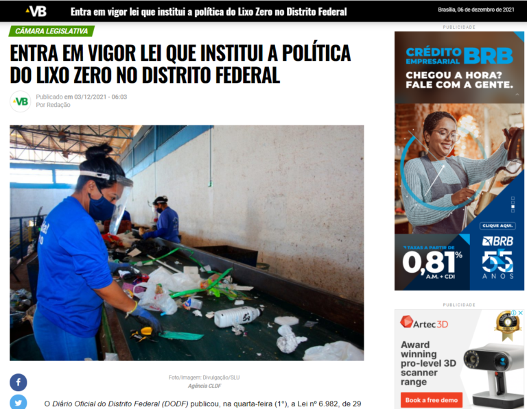 Ao Vivo Brasília: Entra em vigor lei que institui a política do Lixo Zero no Distrito Federal