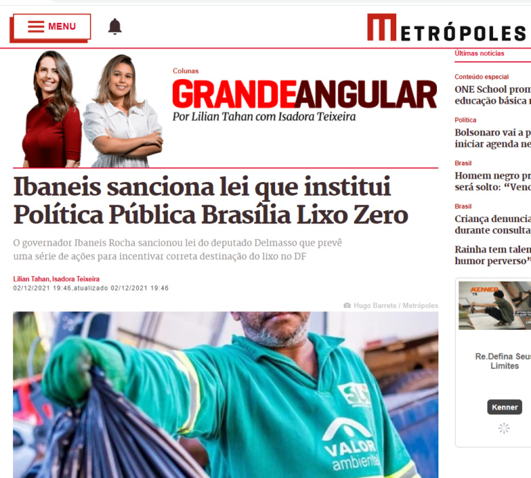 Metrópoles: Ibaneis sanciona lei que institui Política Pública Brasília Lixo Zero