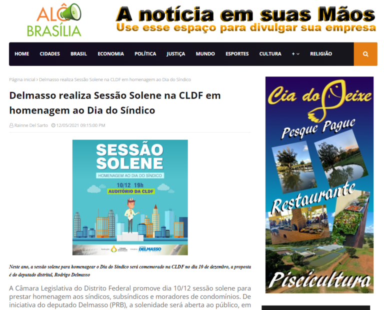 Alô Brasília: Delmasso realiza Sessão Solene na CLDF em homenagem ao Dia do Síndico