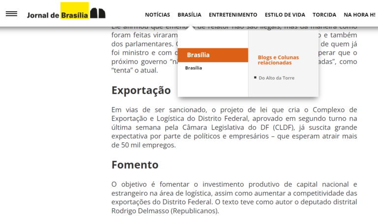Jornal de Brasília coluna Do Alto Da Torre, 7 de dezembro