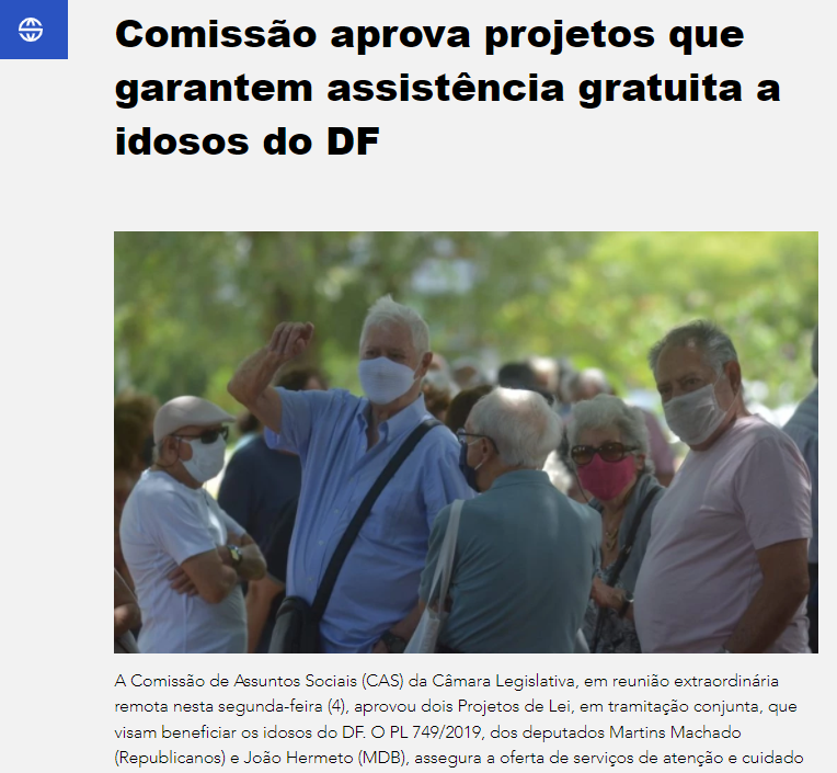 ARCADF: Comissão aprova projetos que garantem assistência gratuita a idosos do DF