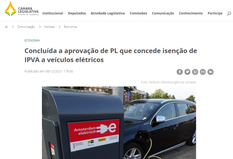 Agência CLDF: Concluída a aprovação de PL que concede isenção de IPVA a veículos elétricos