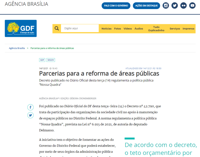 Agência Brasília: Parcerias para a reforma de áreas públicas