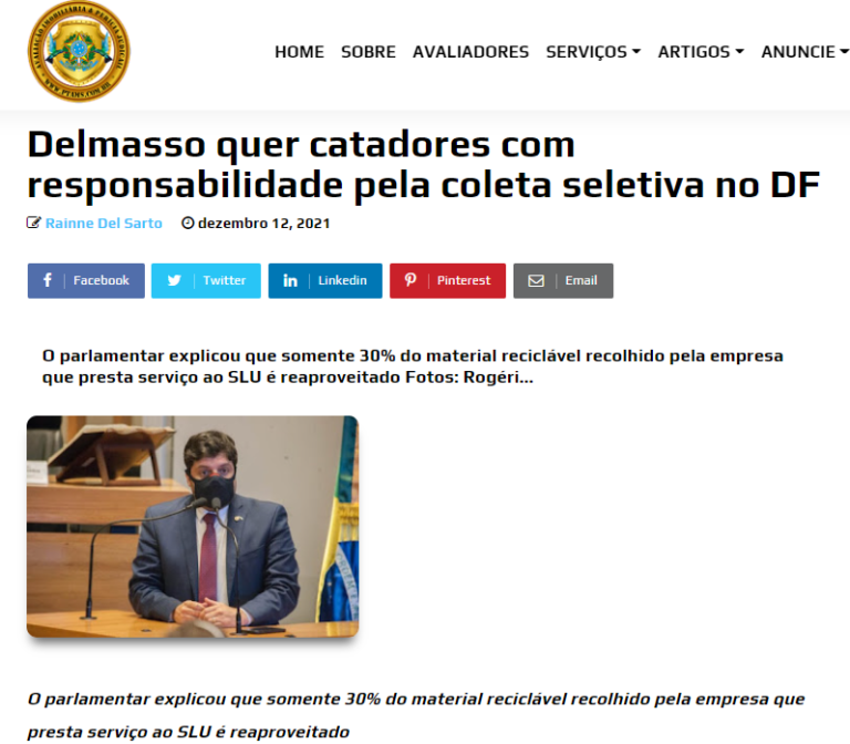 PTAMS: Delmasso quer catadores com responsabilidade pela coleta seletiva no DF