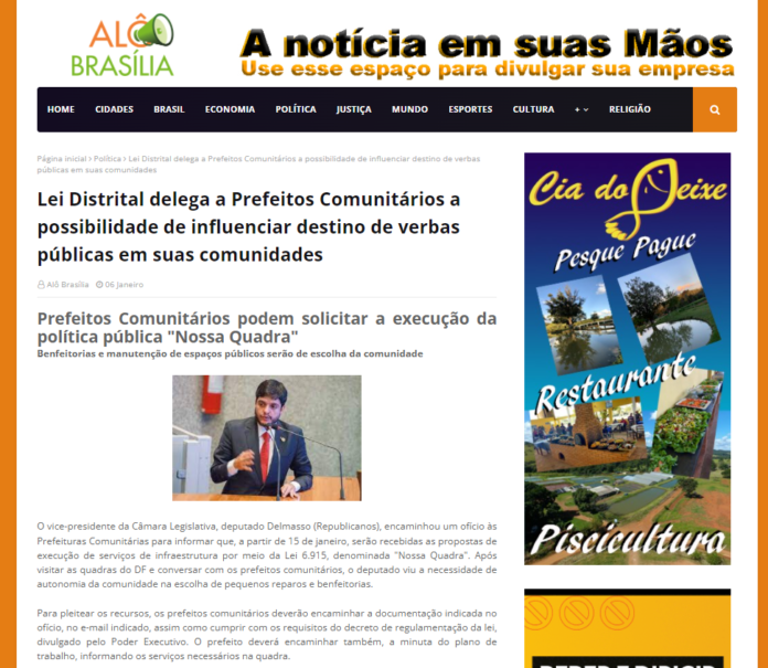 Alô Brasília: Lei Distrital delega a Prefeitos Comunitários a possibilidade de influenciar destino de verbas públicas em suas comunidades