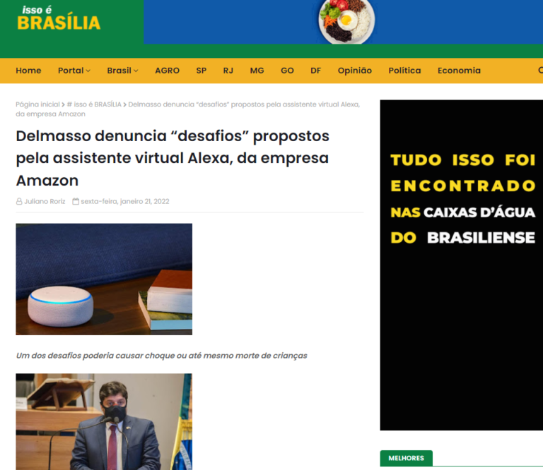 Isso é Brasília: Delmasso denuncia “desafios” propostos pela assistente virtual Alexa, da empresa Amazon