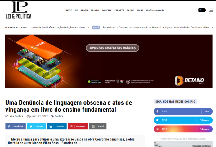 Lei & Política: Uma Denúncia de linguagem obscena e atos de vingança em livro do ensino fundamental