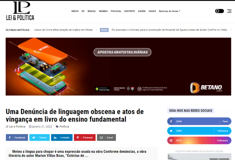 Lei & Política: Uma Denúncia de linguagem obscena e atos de vingança em livro do ensino fundamental