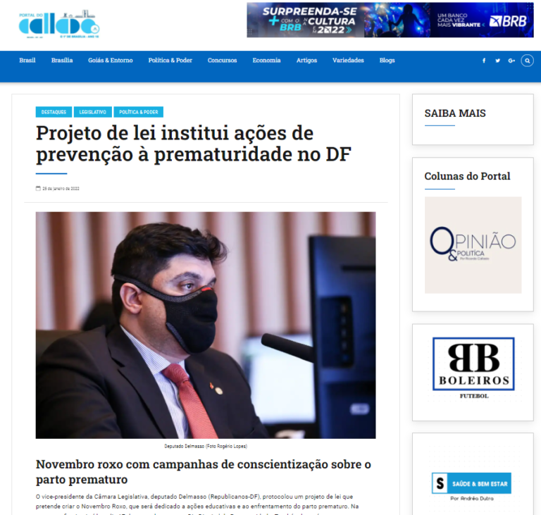 Portal do Callado: Projeto de lei institui ações de prevenção à prematuridade no DF