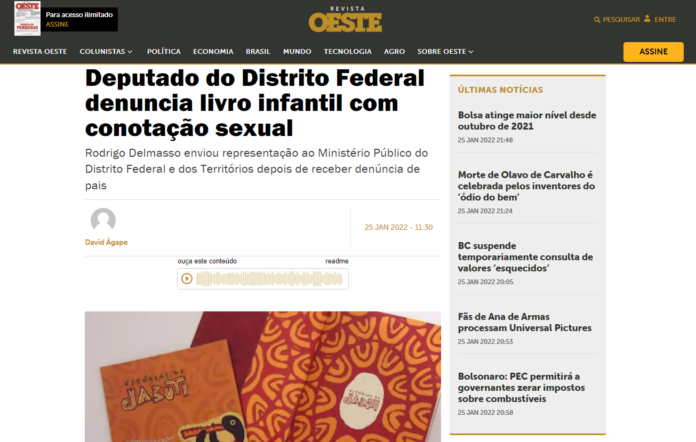 Revista Oeste: Deputado do Distrito Federal denuncia livro infantil com conotação sexual