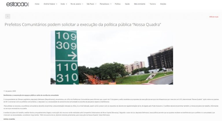 Estação Brasil: Prefeitos Comunitários podem solicitar a execução da política pública “Nossa Quadra”