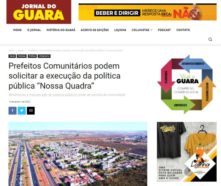 Jornal do Guará: Prefeitos Comunitários podem solicitar a execução da política pública “Nossa Quadra”