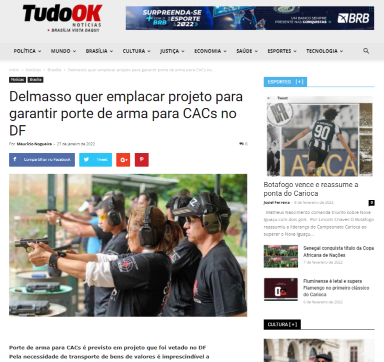 Tudo Ok Notícias: Delmasso quer emplacar projeto para garantir porte de arma para CACs no DF