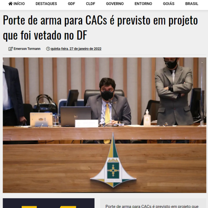 Atualidade Política: Porte de arma para CACs é previsto em projeto que foi vetado no DF