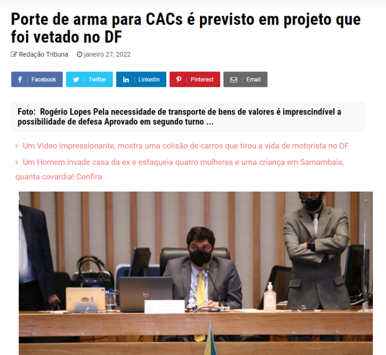 Tribuna FM Brasília: Porte de arma para CACs é previsto em projeto que foi vetado no DF