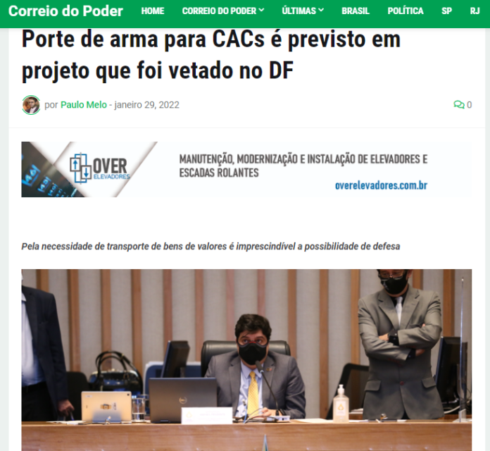 Correio do Poder: Porte de arma para CACs é previsto em projeto que foi vetado no DF