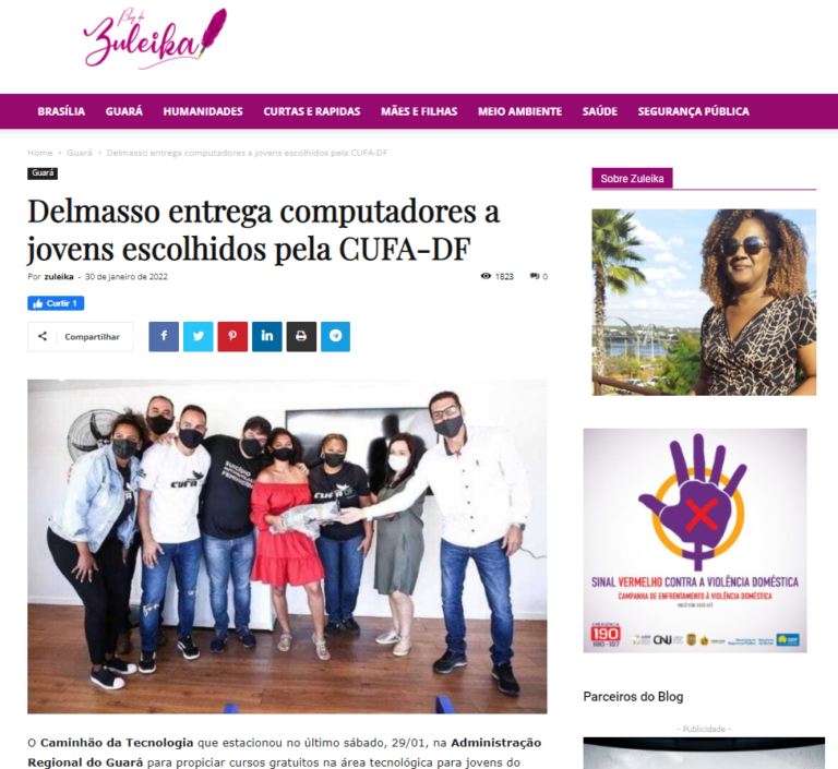 Blog da Zuleika: Delmasso entrega computadores a jovens escolhidos pela CUFA-DF