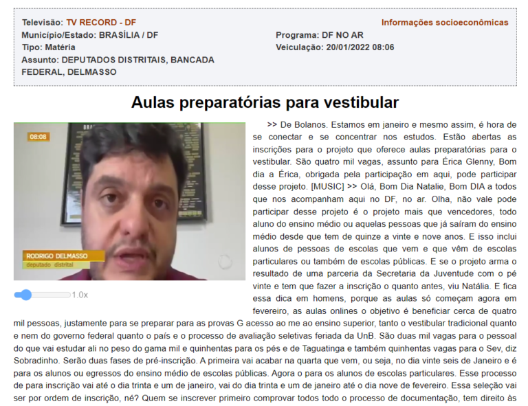 TV Record: Aulas preparatórias para vestibular