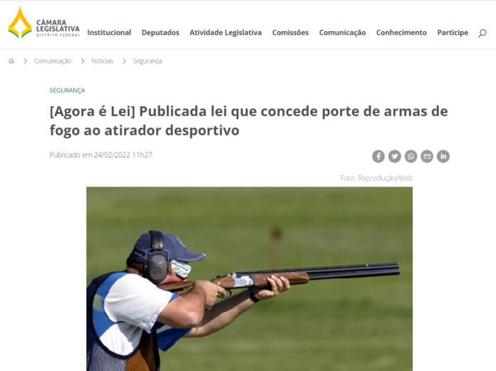 Agência CLDF: Publicada lei que concede porte de armas de fogo ao atirador desportivo