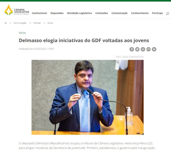 Agência CLDF: Delmasso elogia iniciativas do GDF voltadas aos jovens