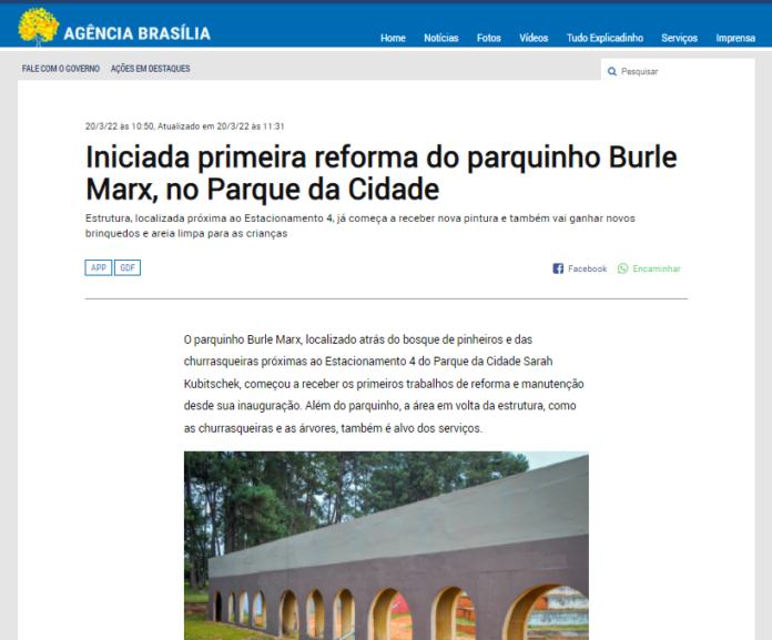 Agência Brasília: Iniciada primeira reforma do parquinho Burle Marx, no Parque da Cidade