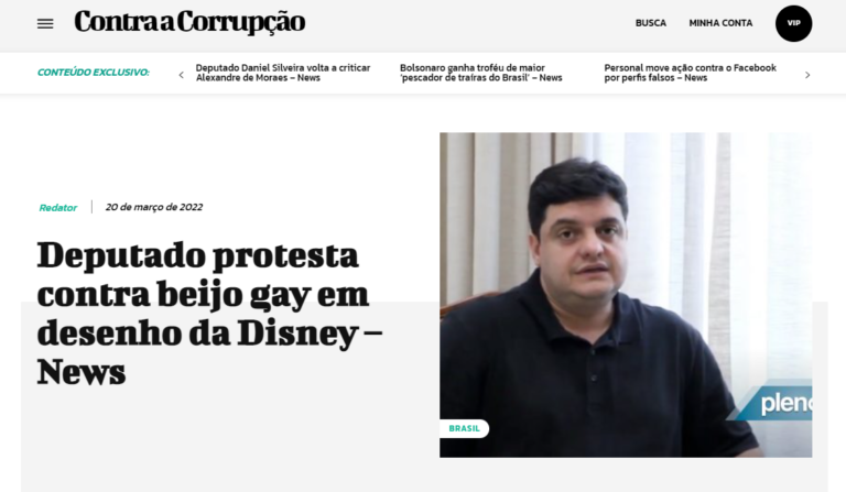 Contra Corrupção: Deputado protesta contra beijo gay em desenho da Disney – News