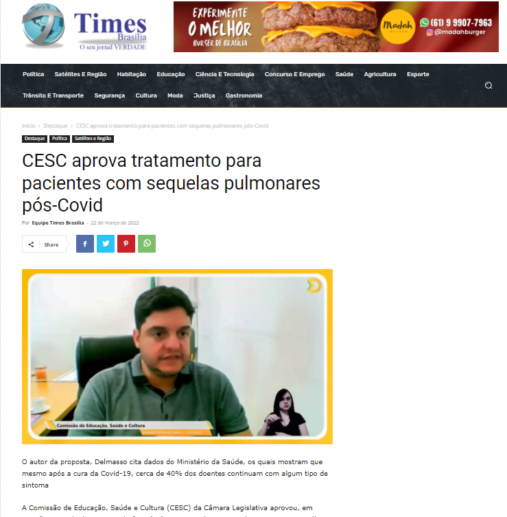 Times Brasília: CESC aprova tratamento para pacientes com sequelas pulmonares pós-Covid