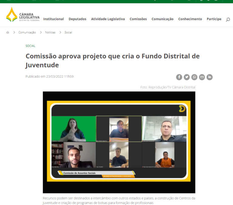 Agência CLDF: Comissão aprova projeto que cria o Fundo Distrital de Juventude