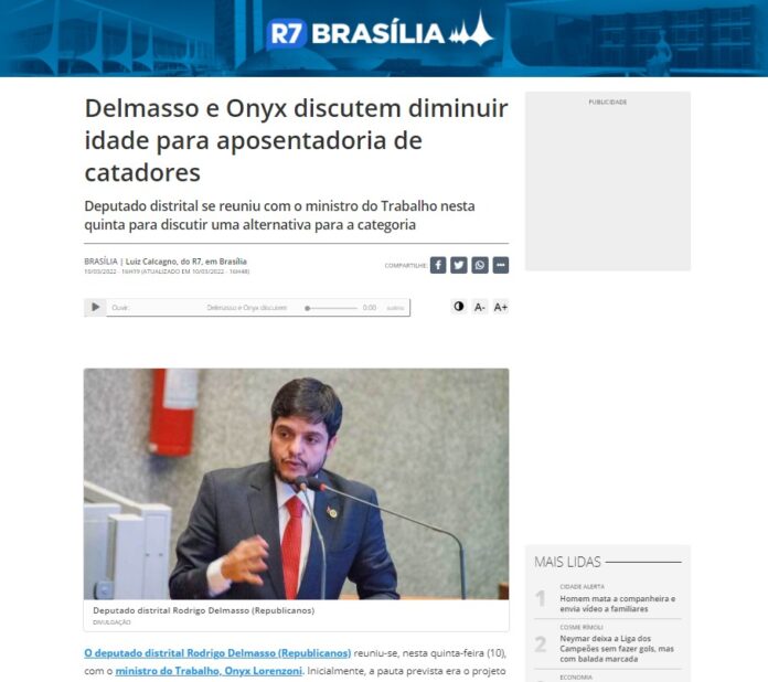 Portal R7: Delmasso e Onyx discutem diminuir idade para aposentadoria de catadores