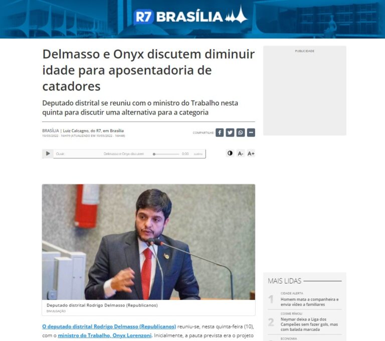 Portal R7: Delmasso e Onyx discutem diminuir idade para aposentadoria de catadores