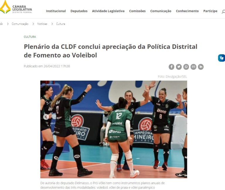 Agência CLDF: Plenário da CLDF conclui apreciação da Política Distrital de Fomento ao Voleibol