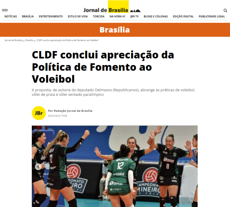 Jornal de Brasília: CLDF conclui apreciação da Política de Fomento ao Voleibol